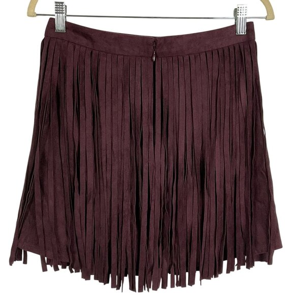 BB Dakota Barton Fringe Skirt Faux Suede Antelope Boysenberry Size 4 NWT - Picture 4 of 10